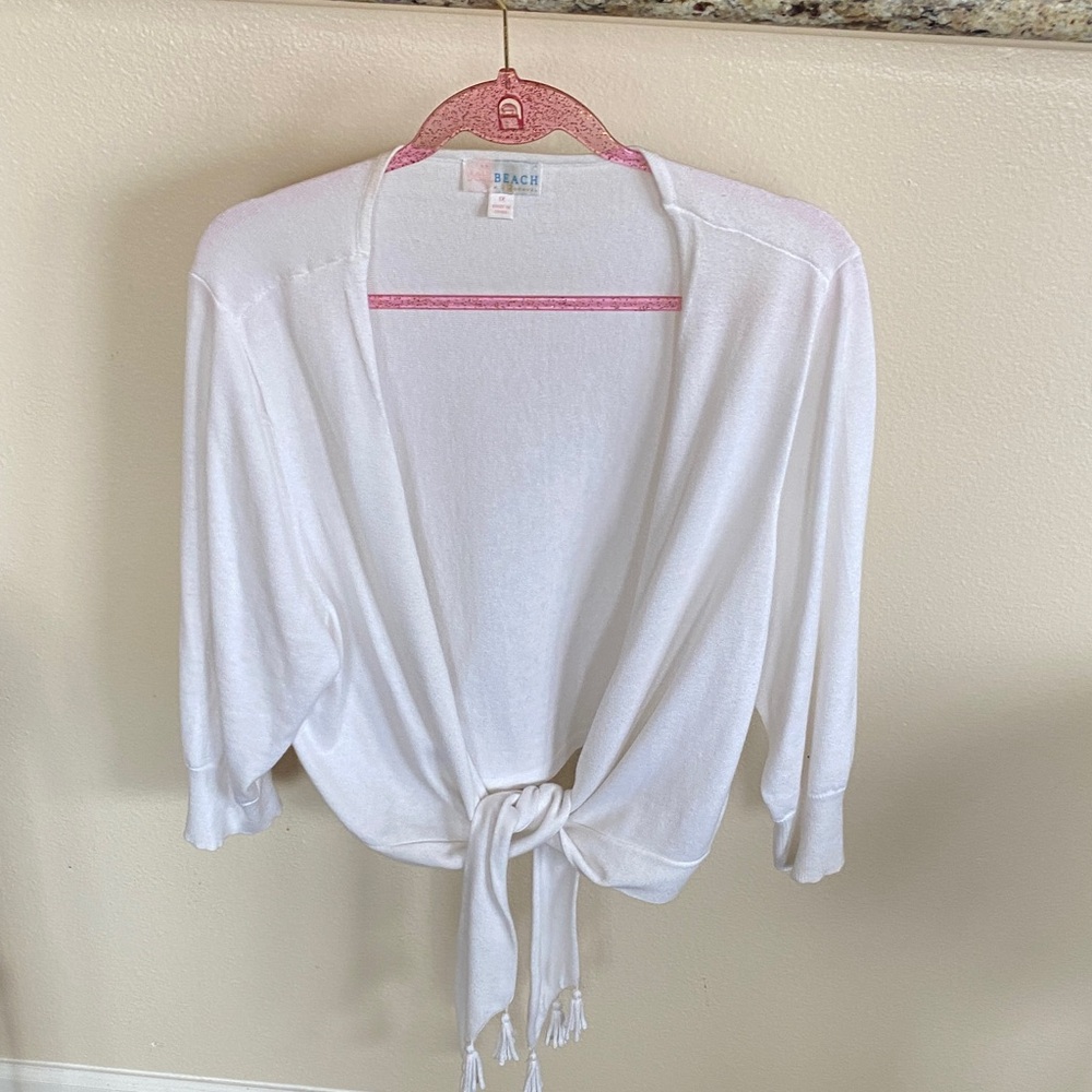Belle by Kim Gravel White Tie-Front Top